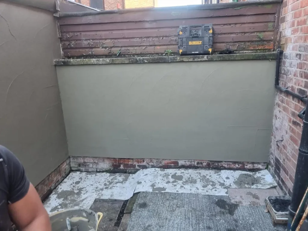 Flat roof preparation on a balcony area
