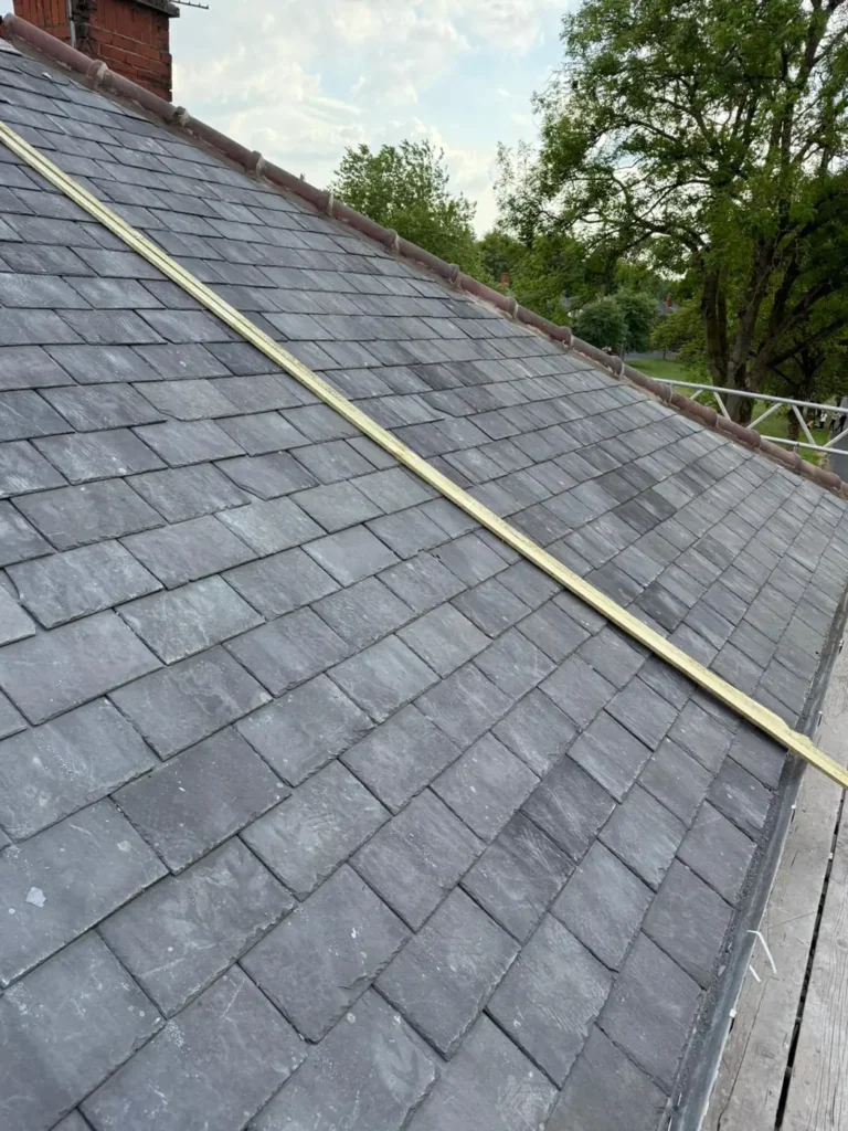 New slate roof with batten line