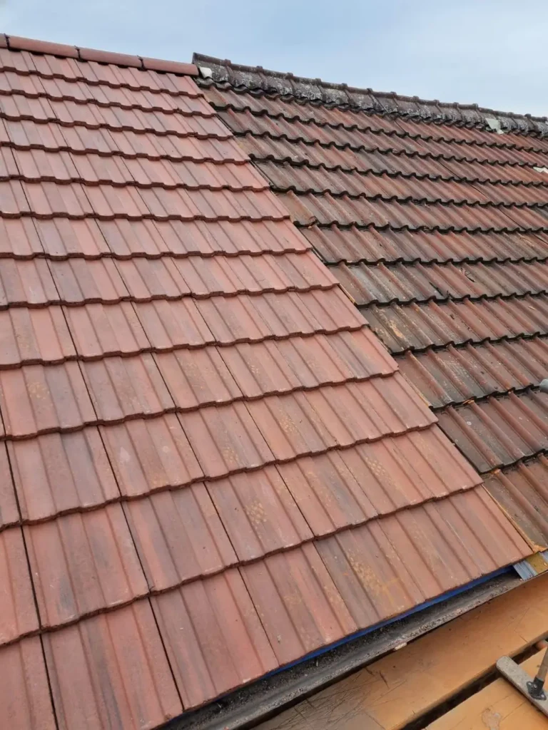 New red tiled roof with valley