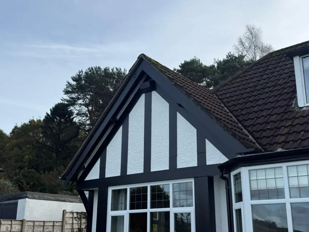 Black fascia and bargeboards on a gable end