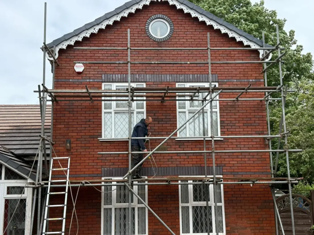 Scaffolding up for fascia and roofline work